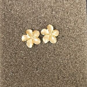 Kauaii Hawaii Gold and White Plumeria Earrings 🌺🌺